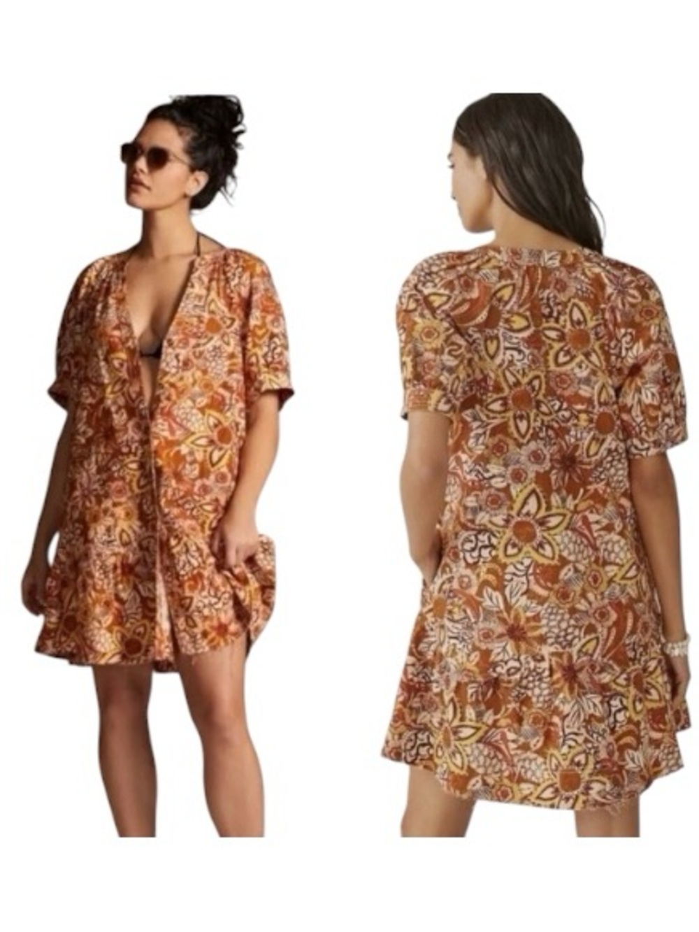 Anthropologie Pilcro Puff Sleeve Tunic Dress Size Large